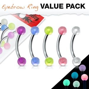 Variety Pack 5 Glow in the Dark Eyebrow Rings